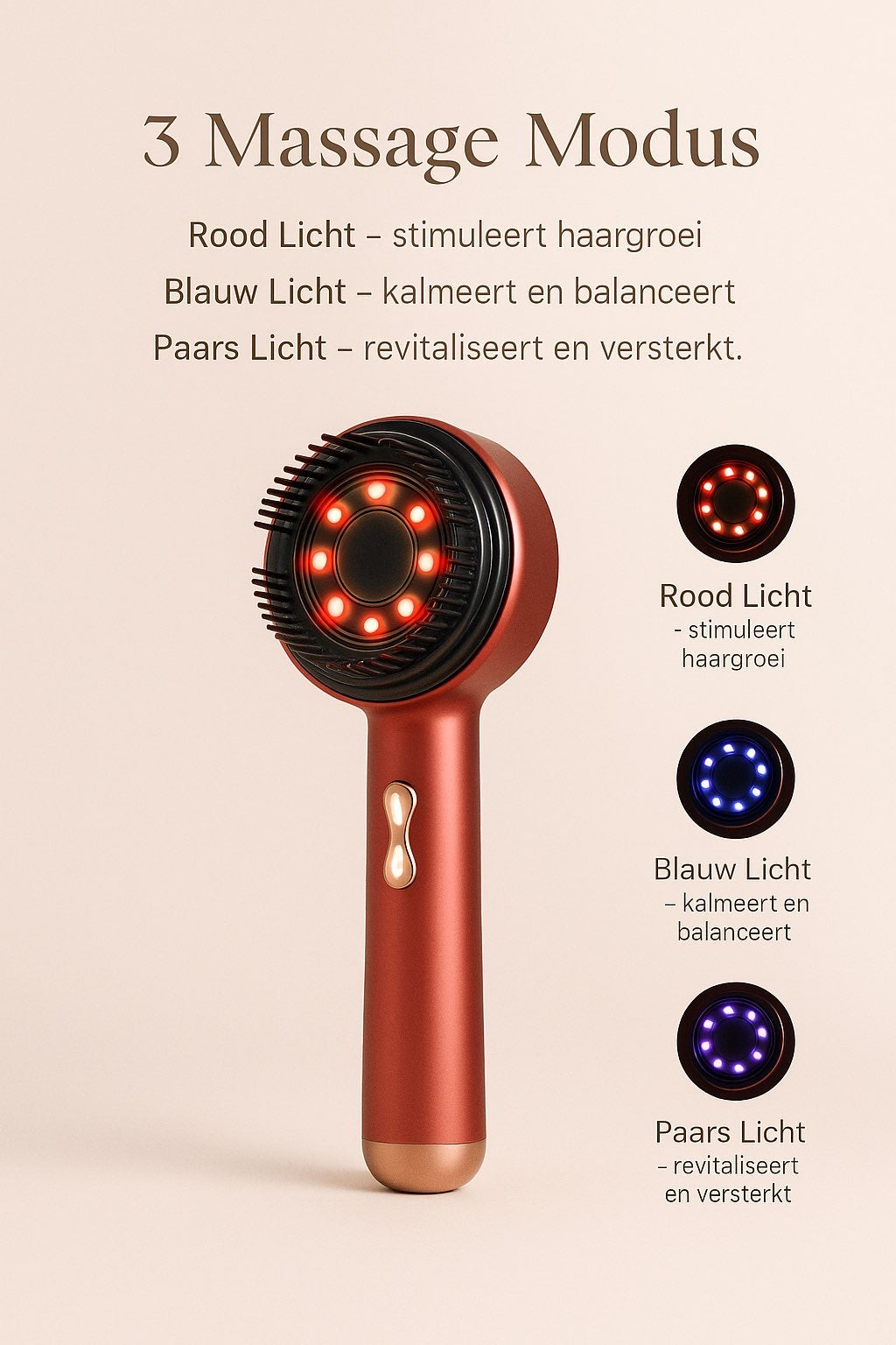 Roodlicht Haar Groei Scalp Massager – Vibratie &amp; Anti-Haaruitval Therapie