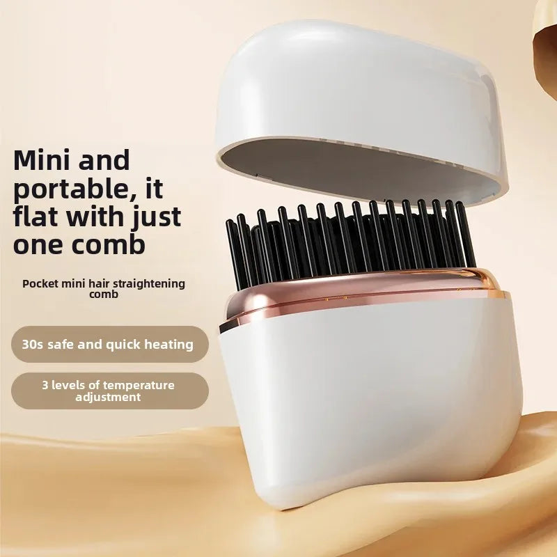 Draagbare draadloze mini stijlkam – oplaadbaar & antistatisch